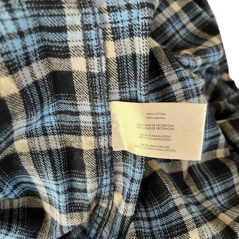 Eddie Bauer Flannel Shirt Mens XXL Blue Plaid Long Sleeve Camp Workwear Button